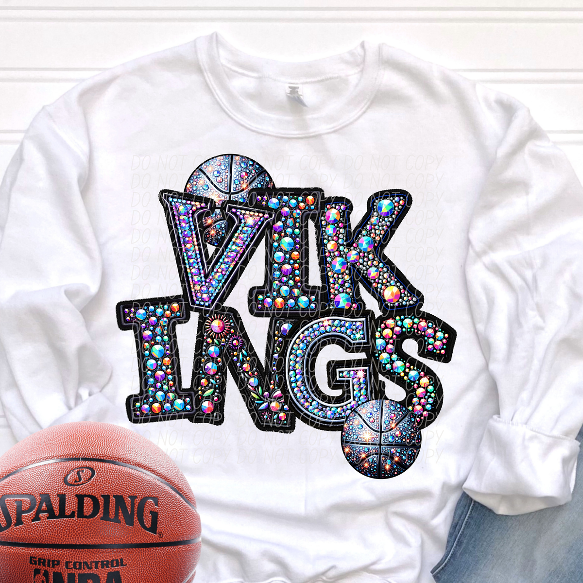Vikings Basketball Rhinestone (CITY) 66675 DTF transfer