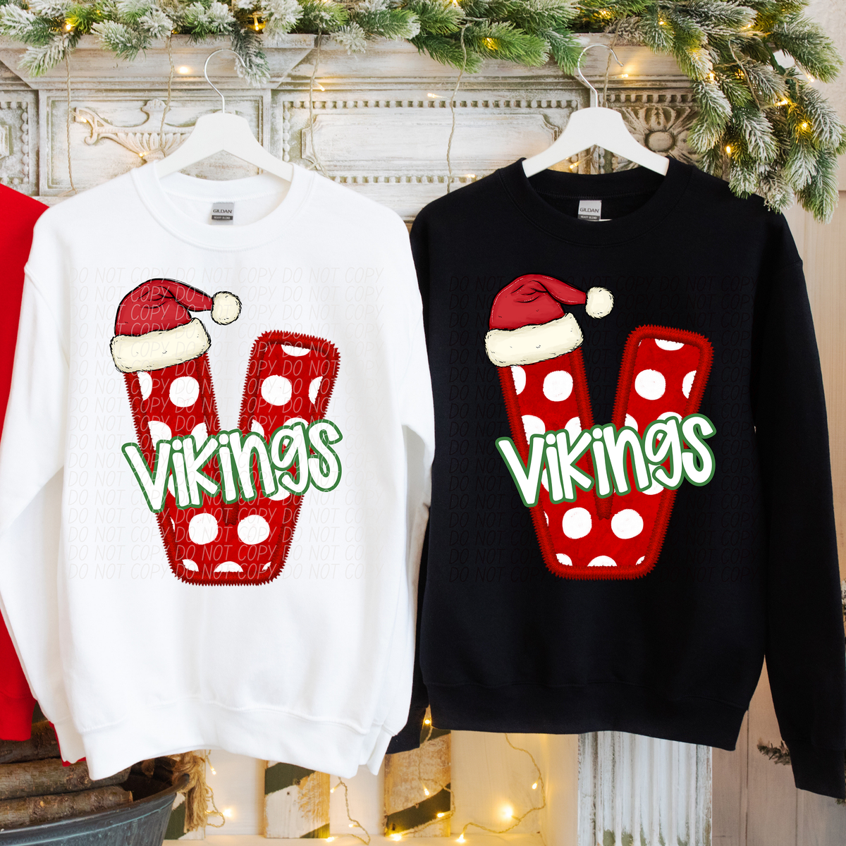 V Vikings Christmas Faux Embroidery (CITY) 66382 DTF transfer