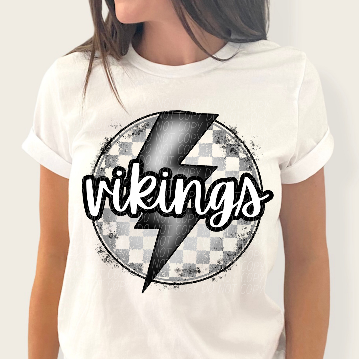 Vikings grey/silver lightning bolt circle CITY DTF transfer