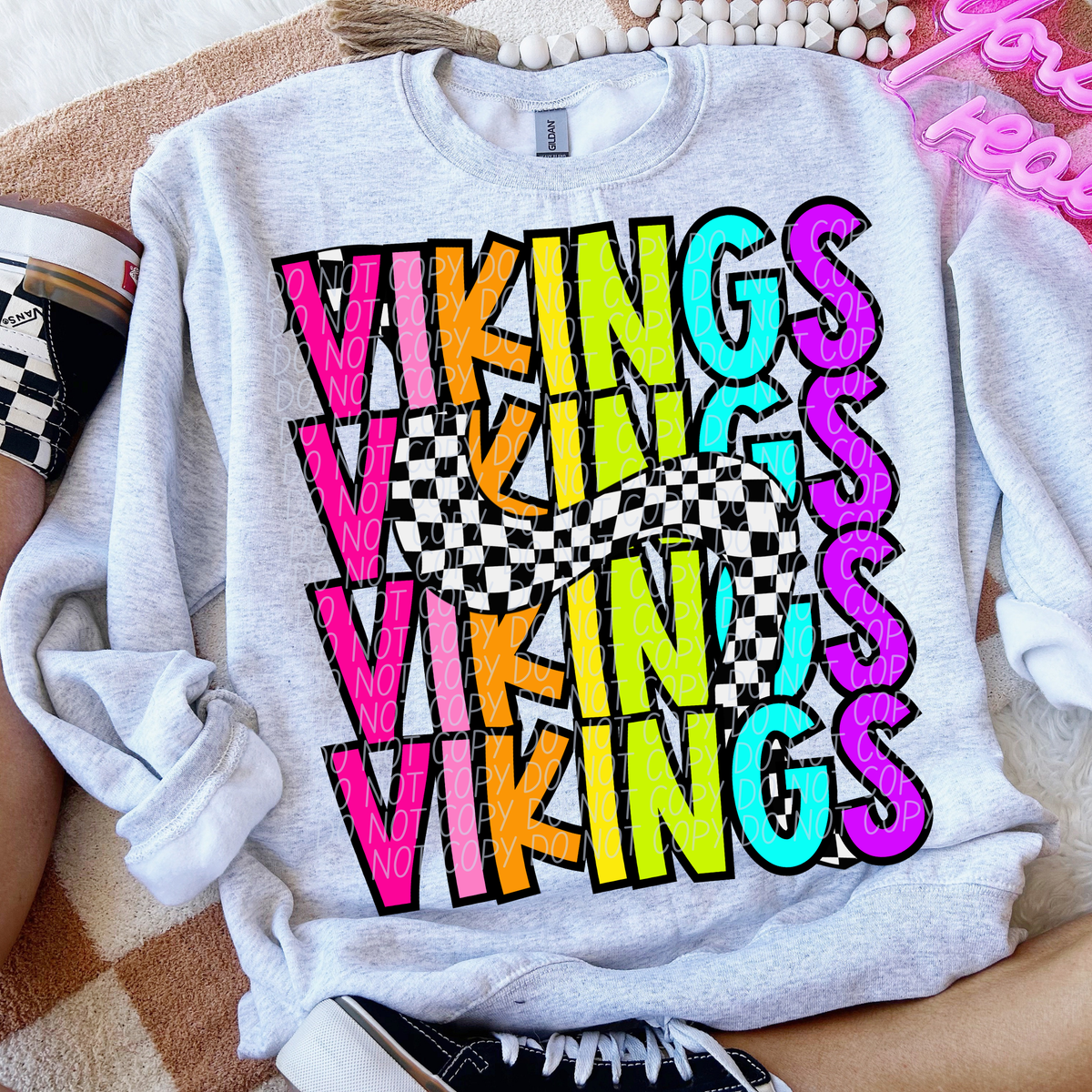 Vikings 80's Vibe Mascot STACKED (City) DTF transfer