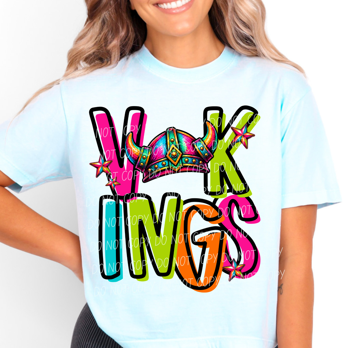 vikings hat rainbow stacked with head (city) DTF Transfer
