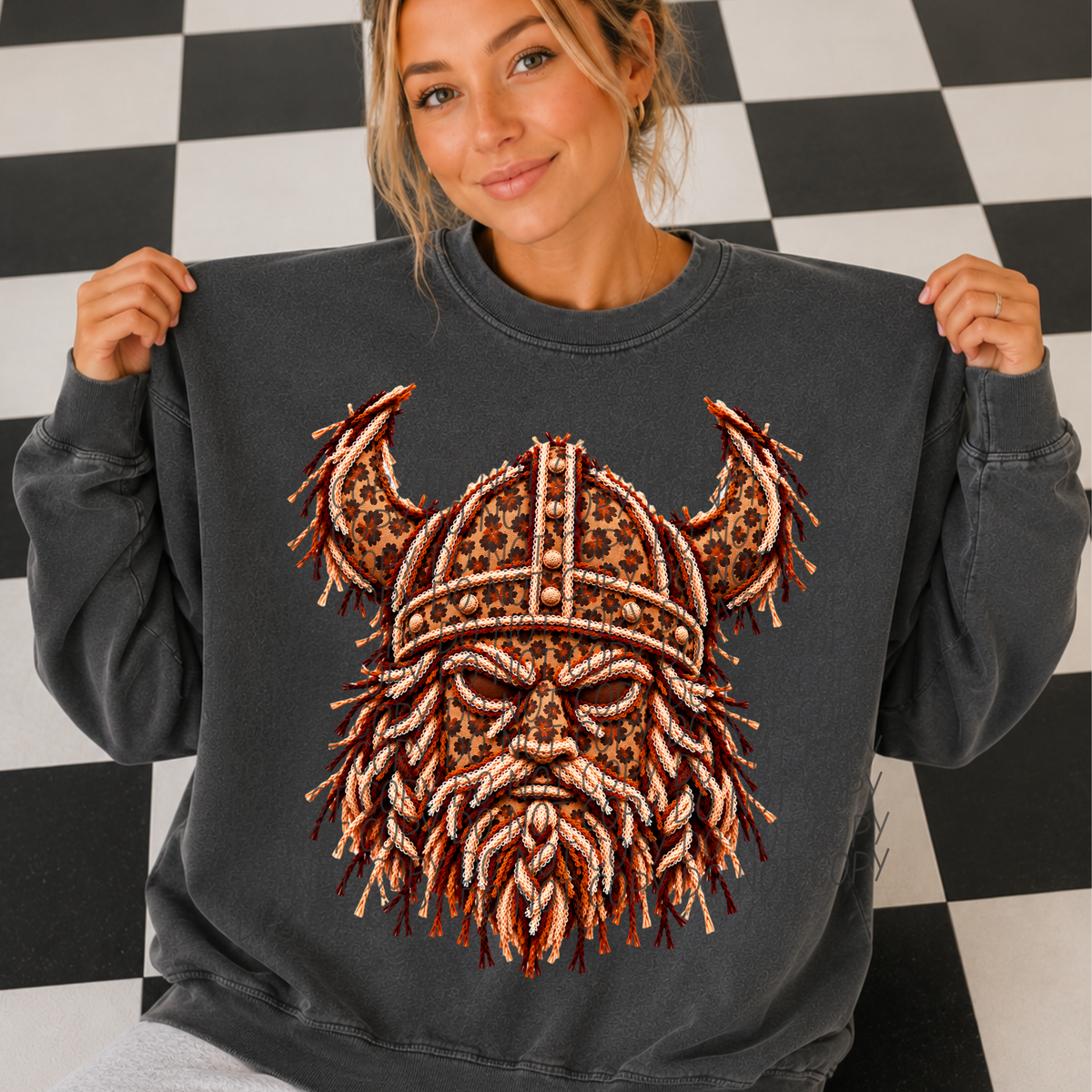 vikings leopard fringe mascot (city) DTF Transfer