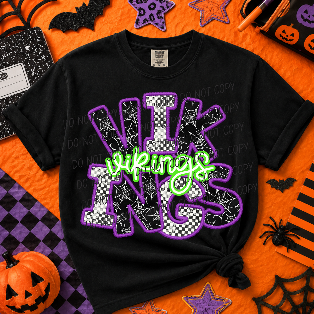 Vikings-Purple/Green Halloween Font (CITY) DTF Transfer