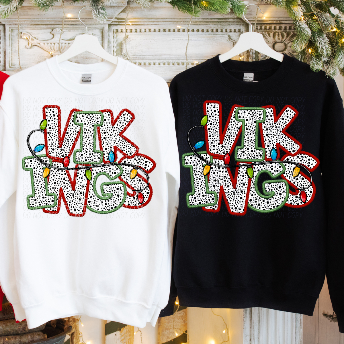 Vikings Christmas Light Mascots (City) DTF Transfer