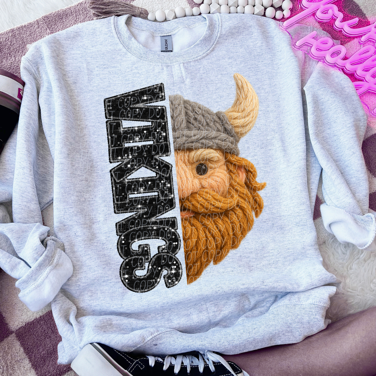 Vikings faux glitter faux yarn (City) DTF Transfers