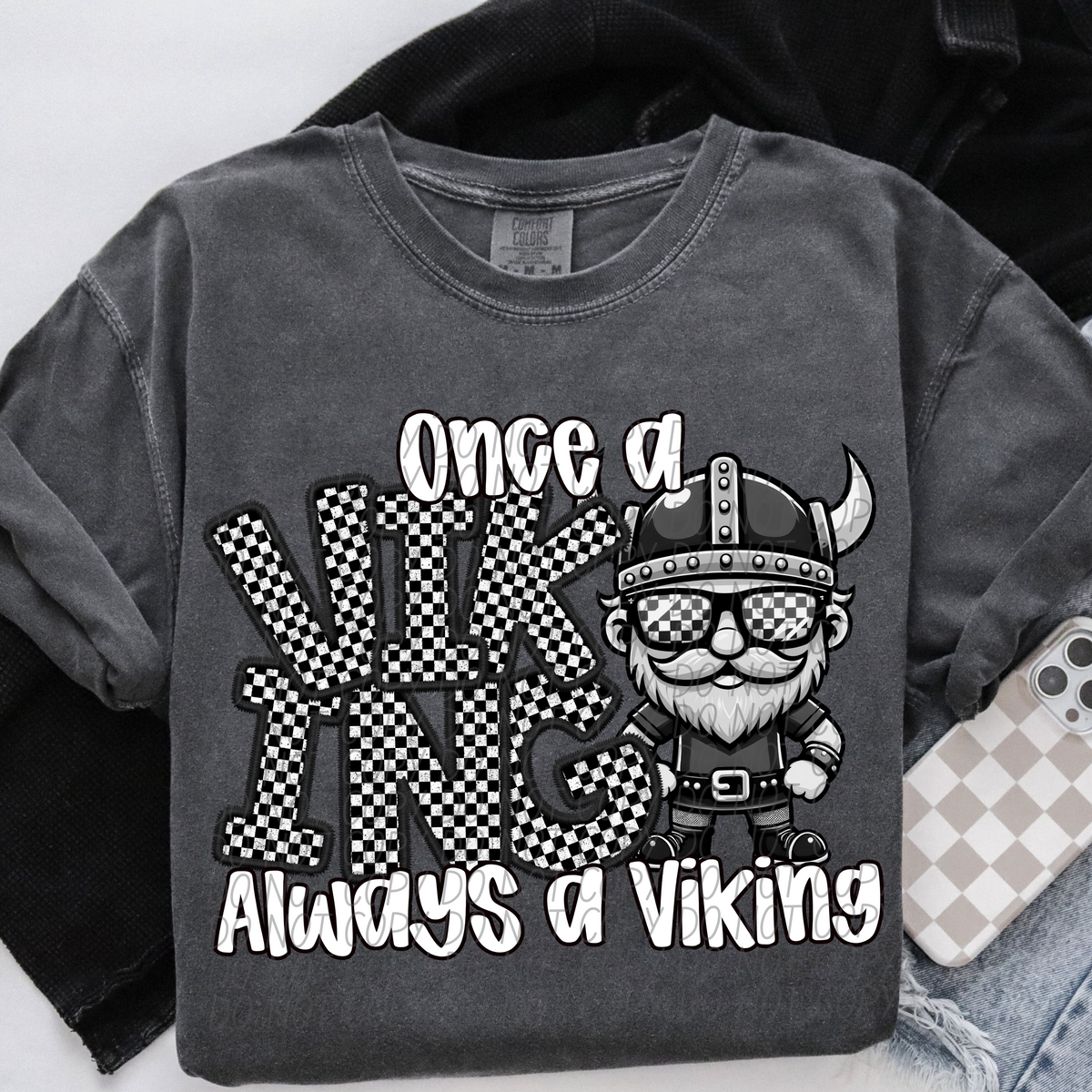 Once a Viking always a Viking Checkered (CITY) DTF transfer