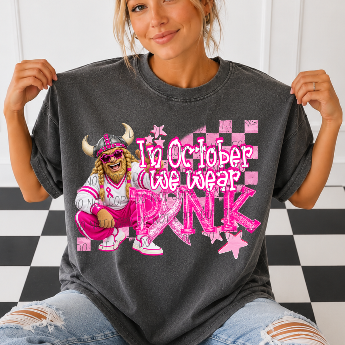 VIKINGS- in October we wear pink (city) DTF transfer