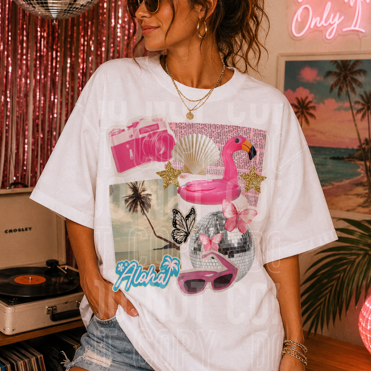 Summer flamingo collage (SBB) DTF Transfer