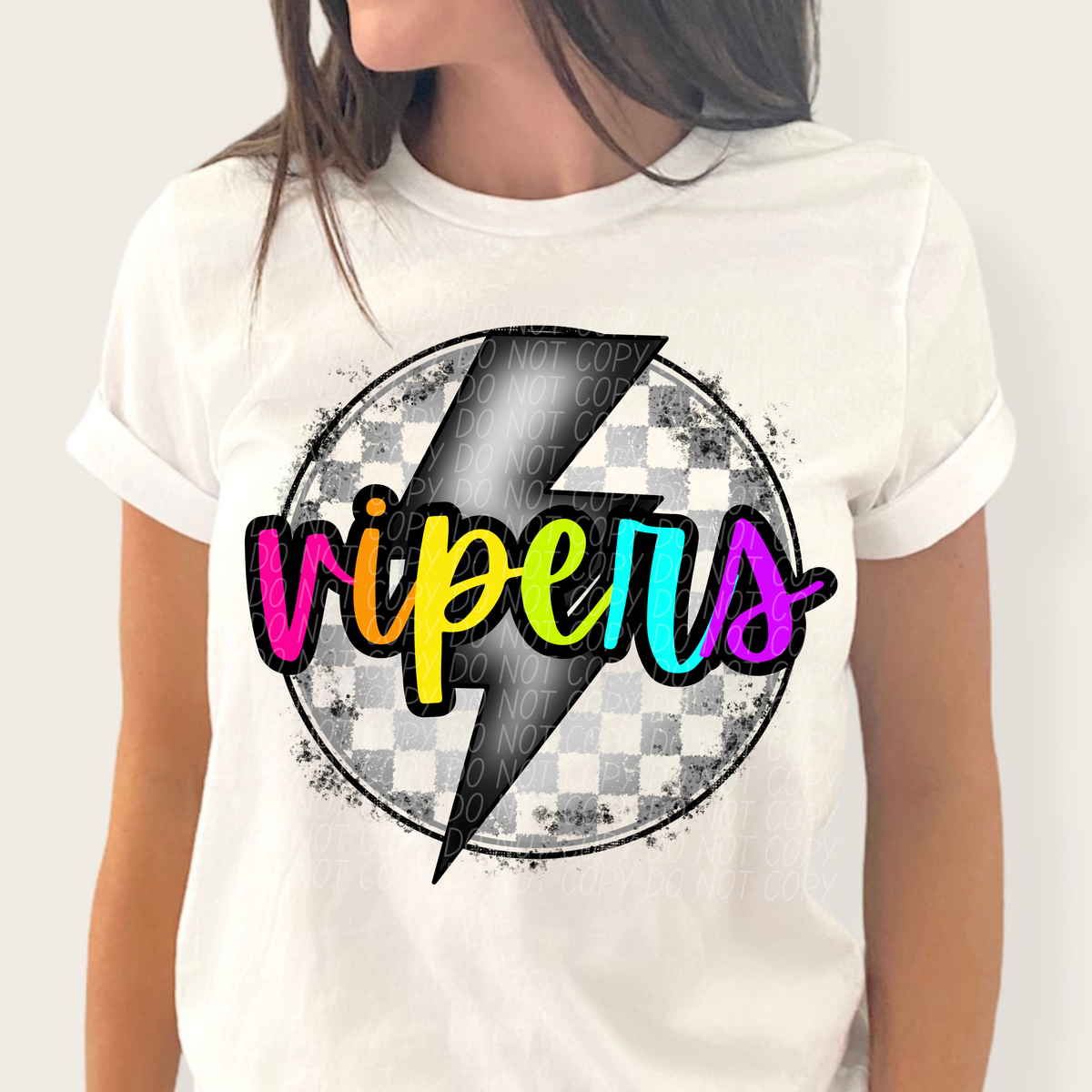 Vipers BRIGHT COLORS FONT lightning bolt circle CITY DTF transfer
