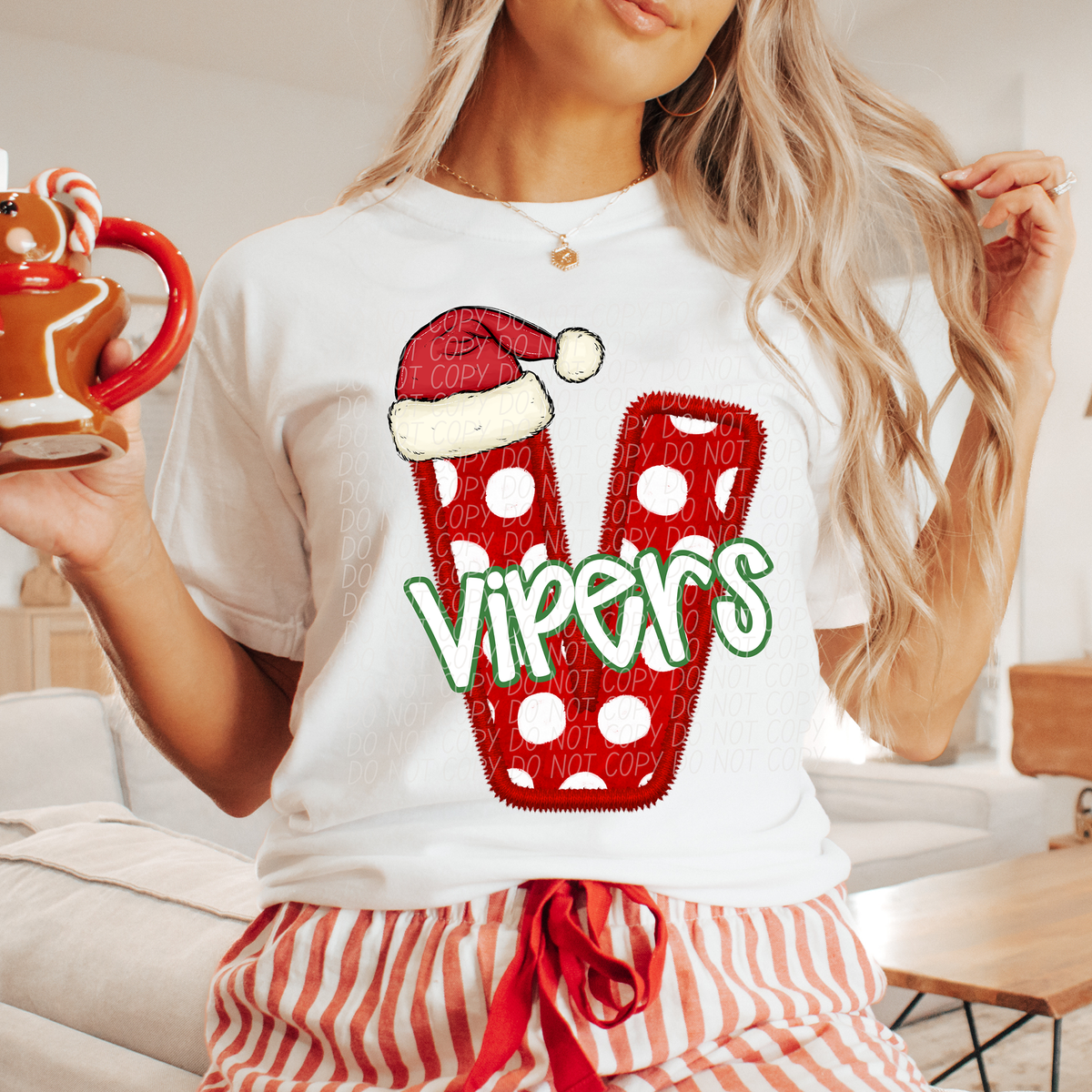 V Vipers Christmas Faux Embroidery (CITY) 66383 DTF transfer