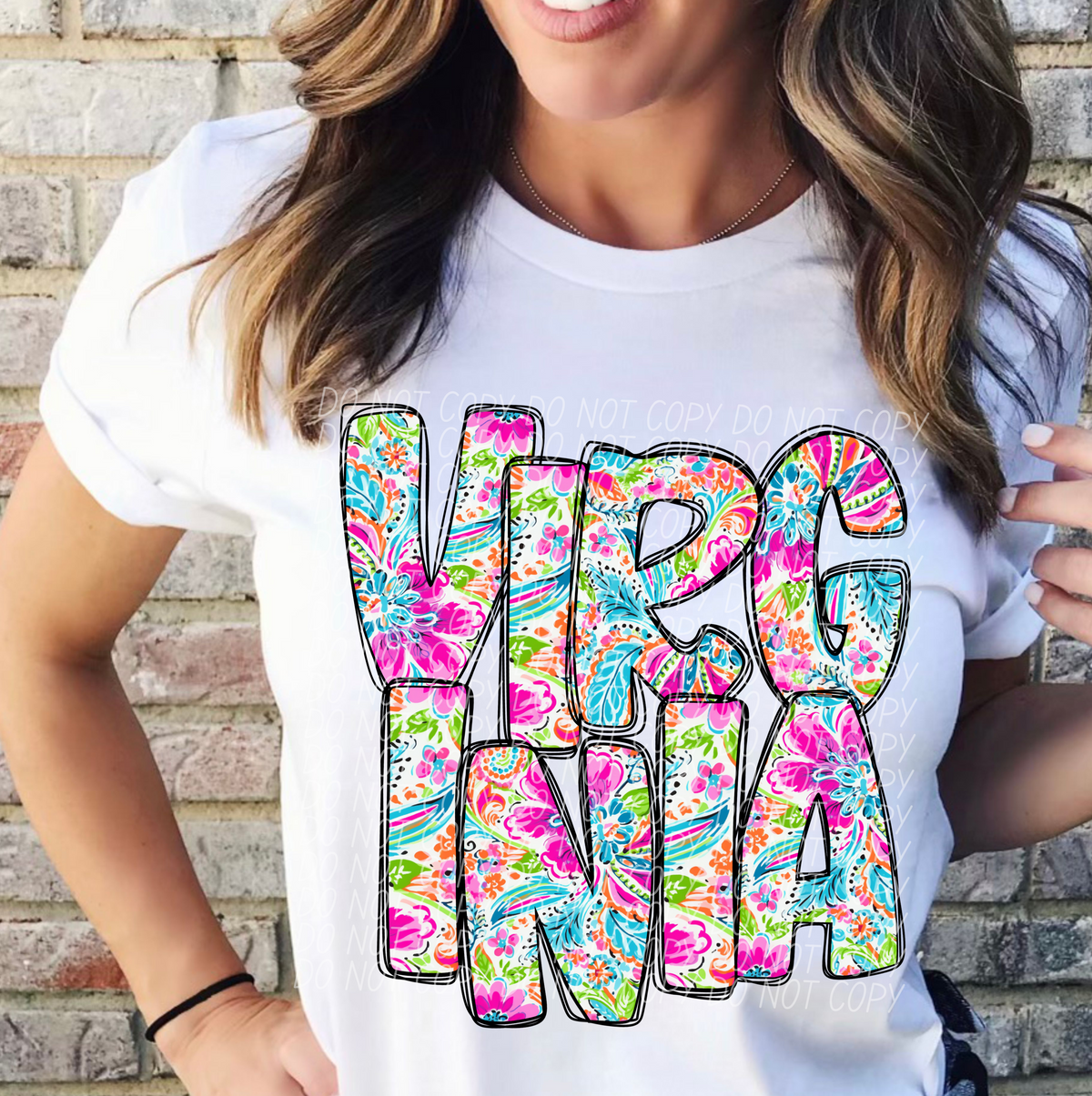 Virginia floral STACKED CITY DTF transfer