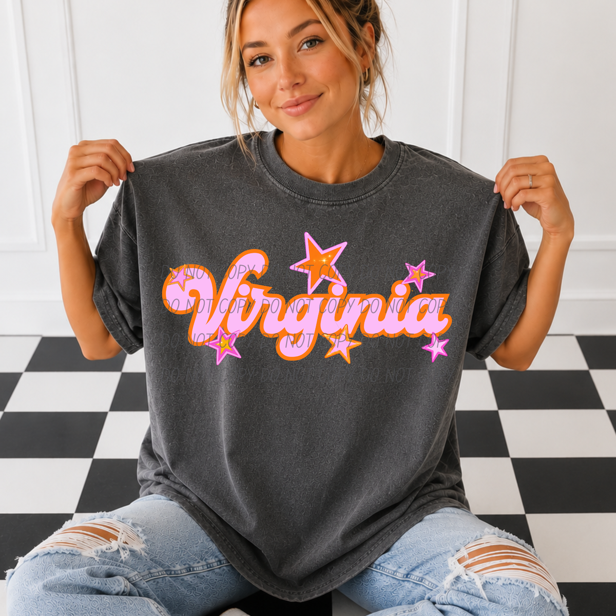 Virginia pink orange states (City) DTF Transfer