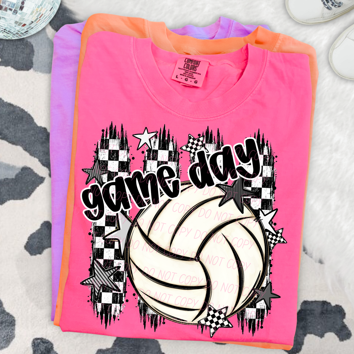 volley ball game day checker sports black and white (city) DTF Transfer