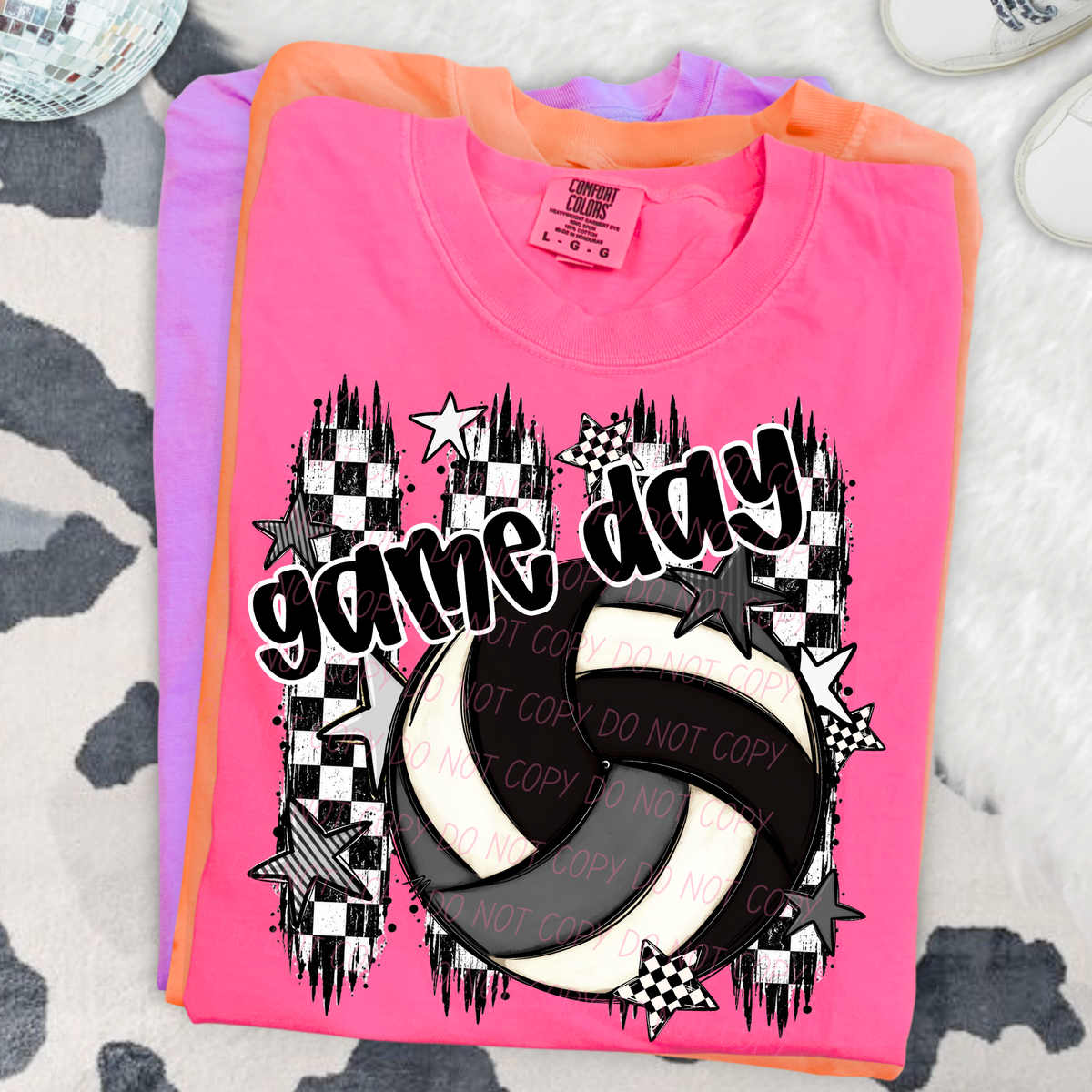 volleyball game day blackk checker sports black and white (city) DTF Transfer
