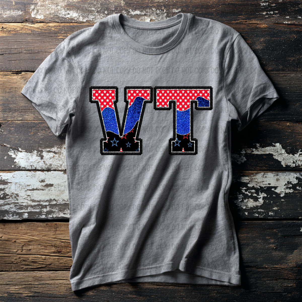 VT (red blue and black filled) (Revel) DTF Transfer