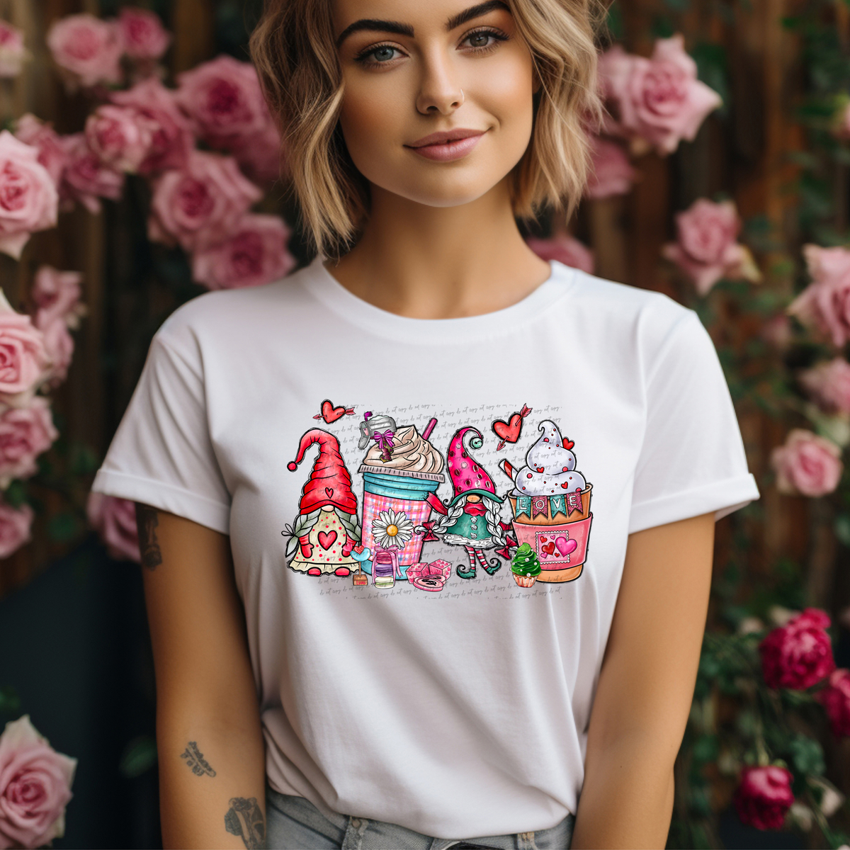 Valentine Gnome And Coffee 71634 DTF Transfer