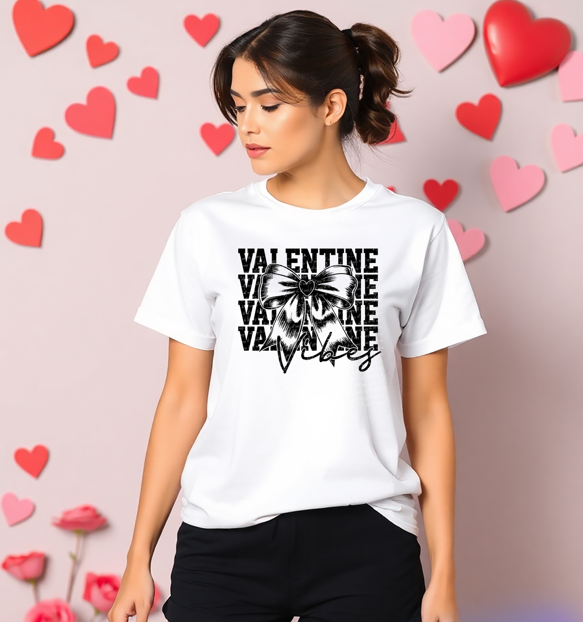 Valentine Vibes Black Ribbon 71740 DTF Transfer