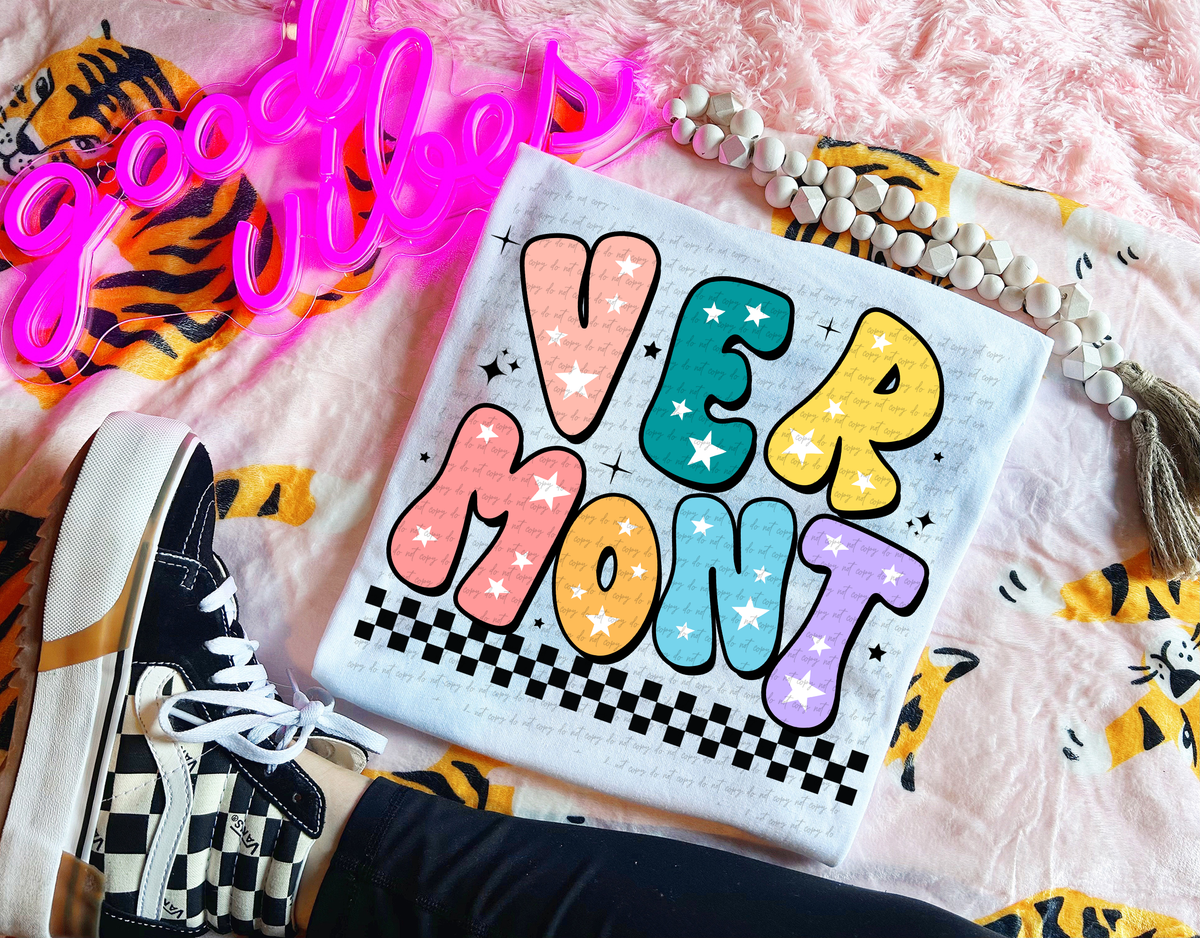 Vermont Colorful Groovy Font 89136 DTF Transfer