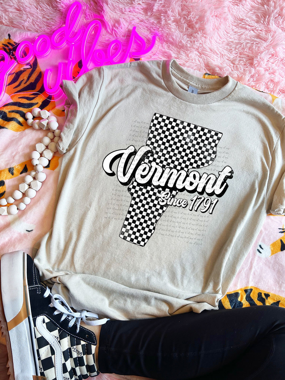 Vermont Since 1791 Checkered Grunge 66759 DTF transfer