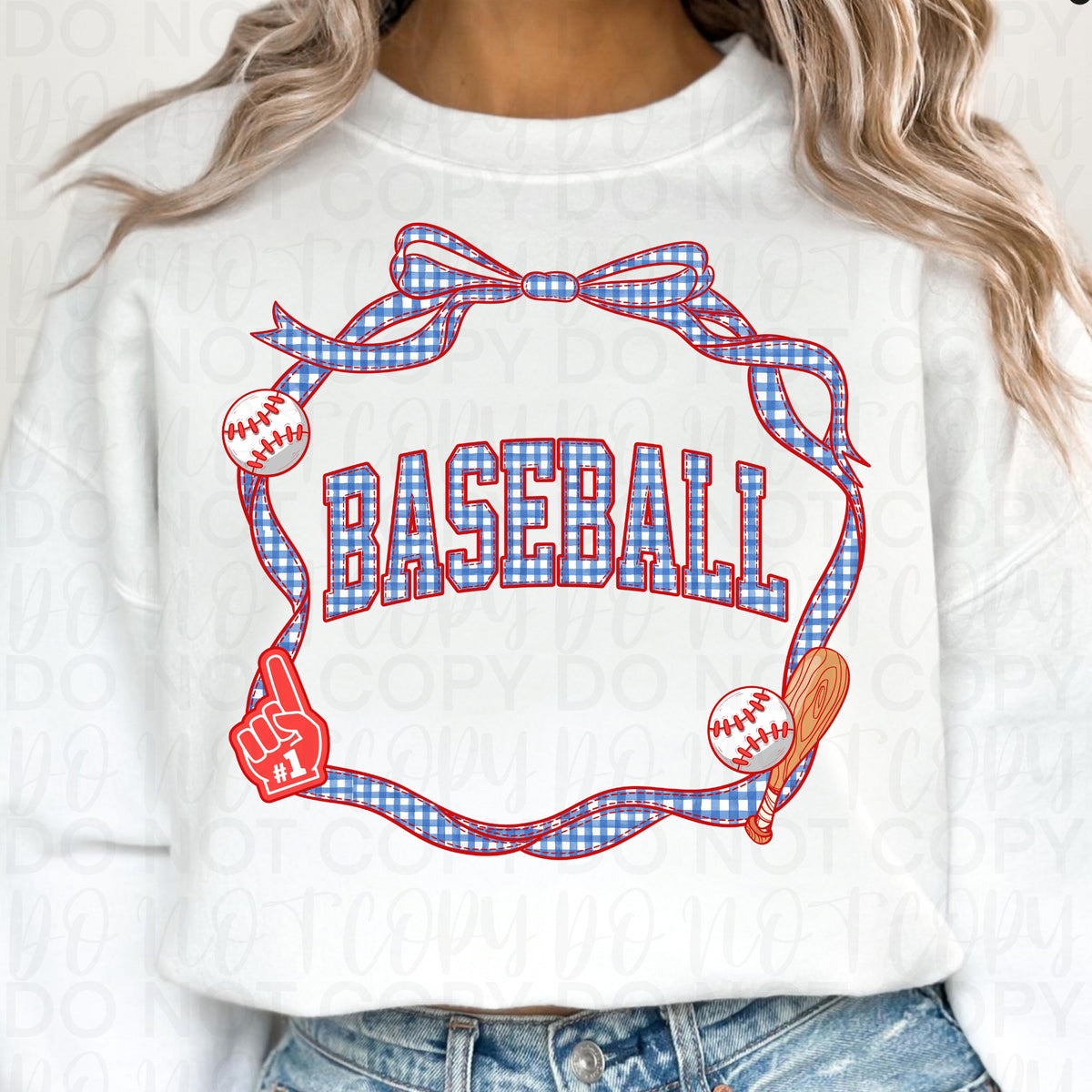 Baseball (Blue words red outline inside ribbon circle) (UAC) DTF Transfer
