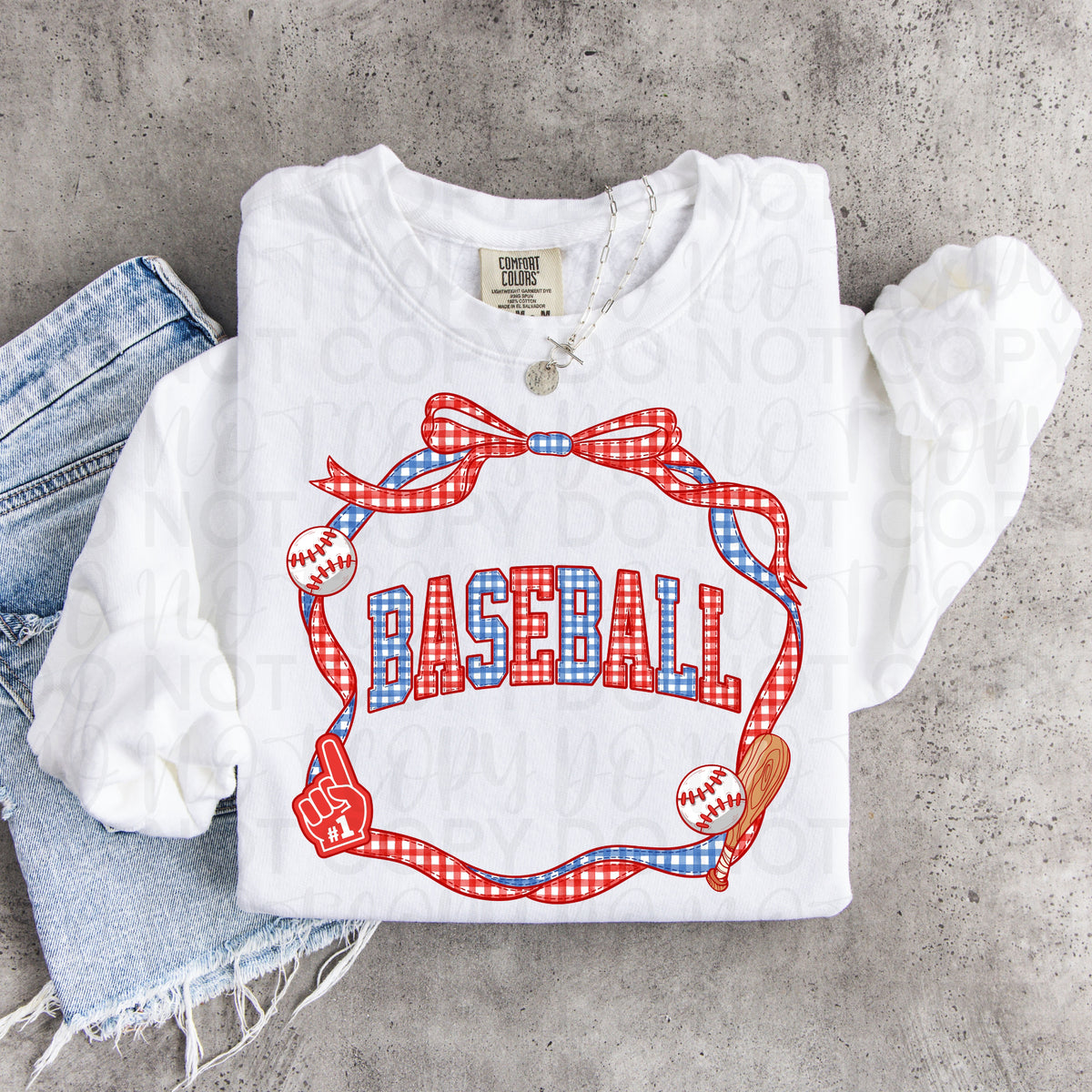 Baseball (words inside ribbon circle blue and red) (UAC) DTF Transfer