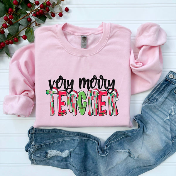 Very Merry Teacher *Pink* (SDD) DTF Transfer