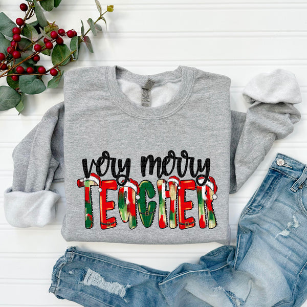 Very Merry Teacher *Red* (SDD) DTF Transfer