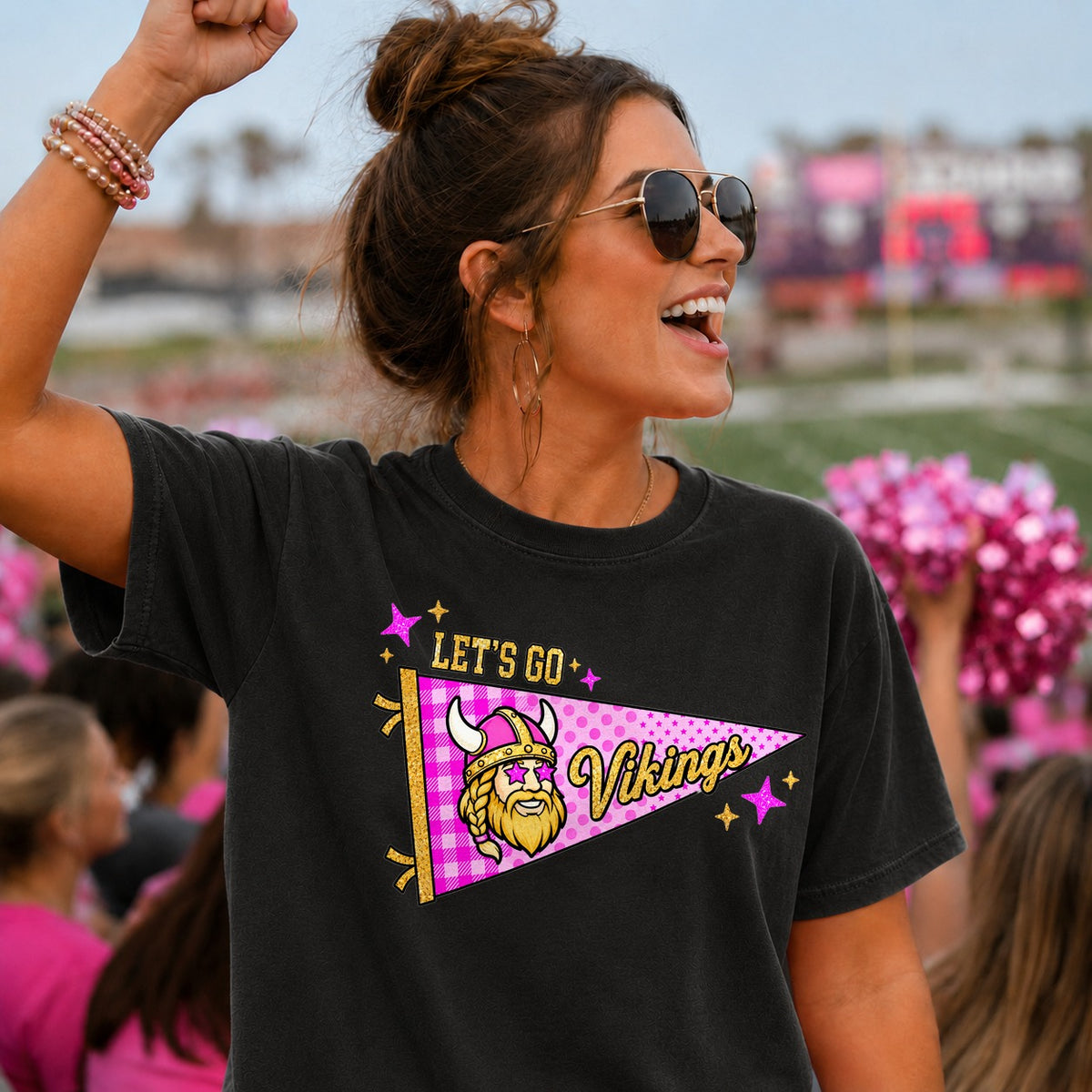 Let's go vikings pink pendant flag (Parker) DTF Transfer