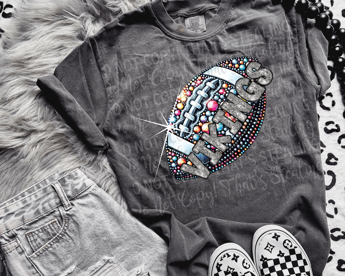 Vikings rhinestone football (salty) DTF transfer