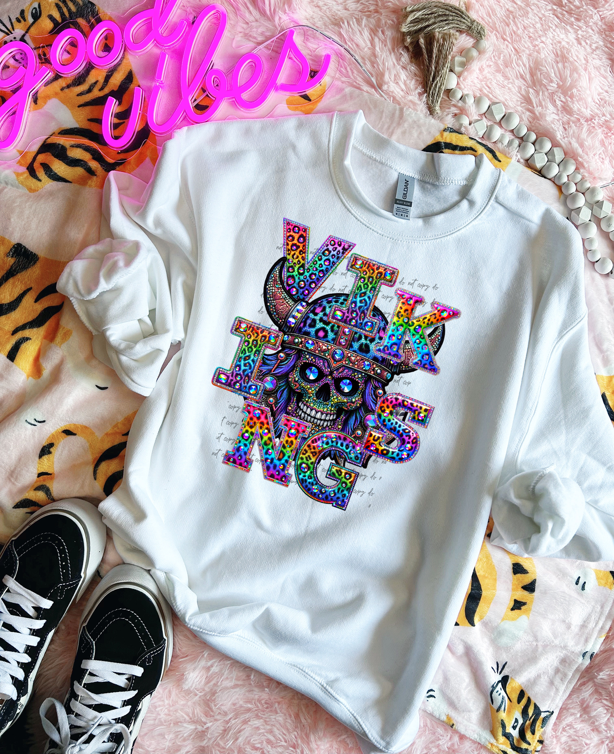 Vikings Rainbow Leopard Rhinestone 46141 DTF transfer
