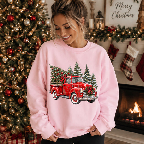 Red Christmas truck with trees (SDD) DTF Transfer