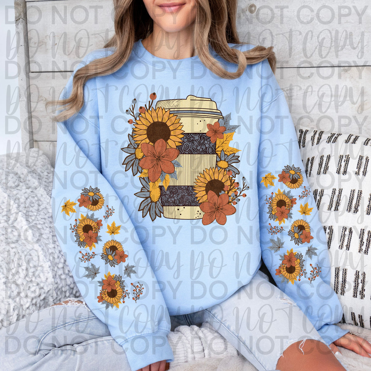 Fall floral coffee FRONT (Starlight) 102417 DTF transfer