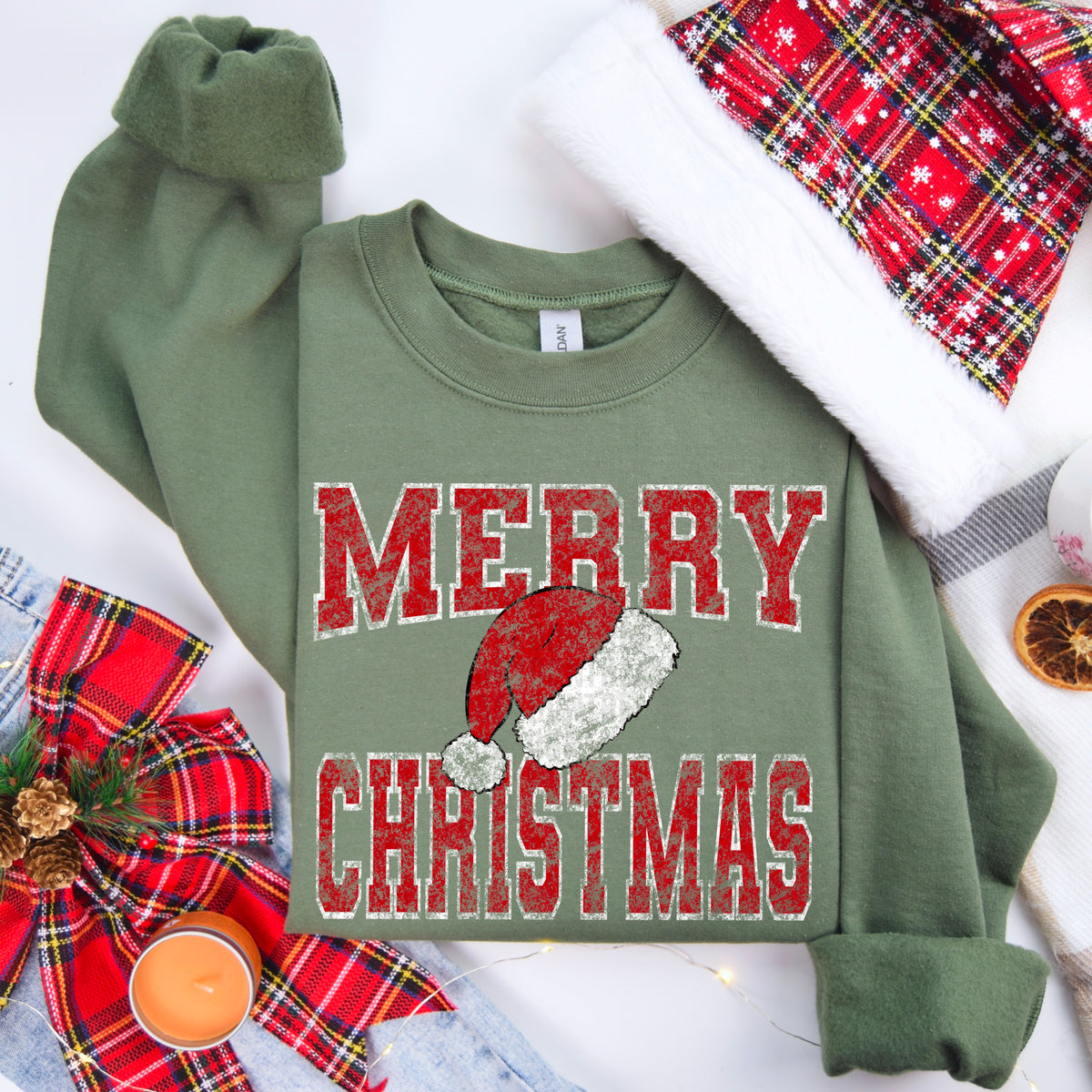 Vintage Merry christmas santa hat DTF transfer