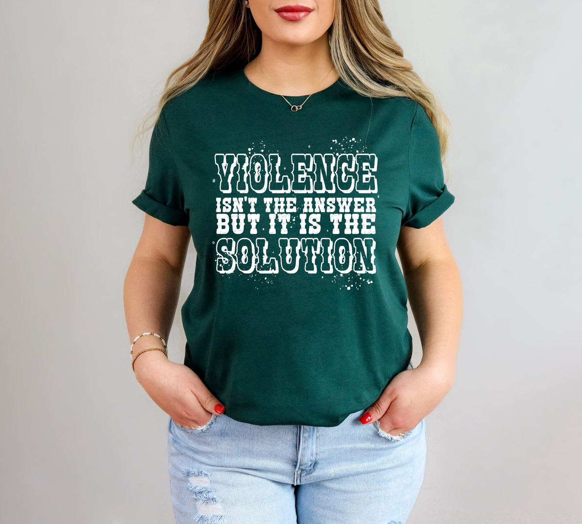 Violence Isn't The Answer But It Is The Solution White 86476 DTF Transfer