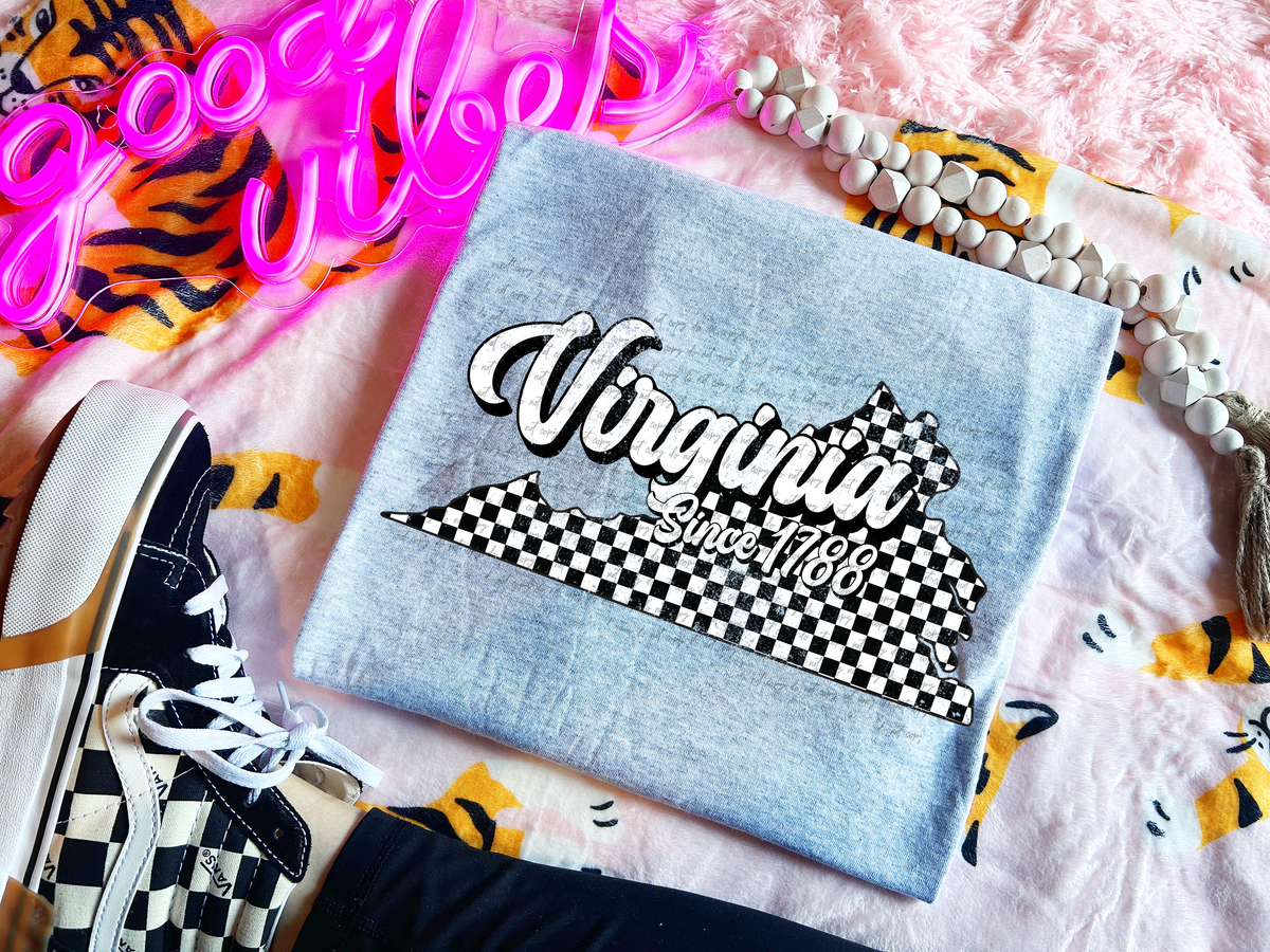 Virginia Since 1788 Checkered Grunge 66760 DTF transfer