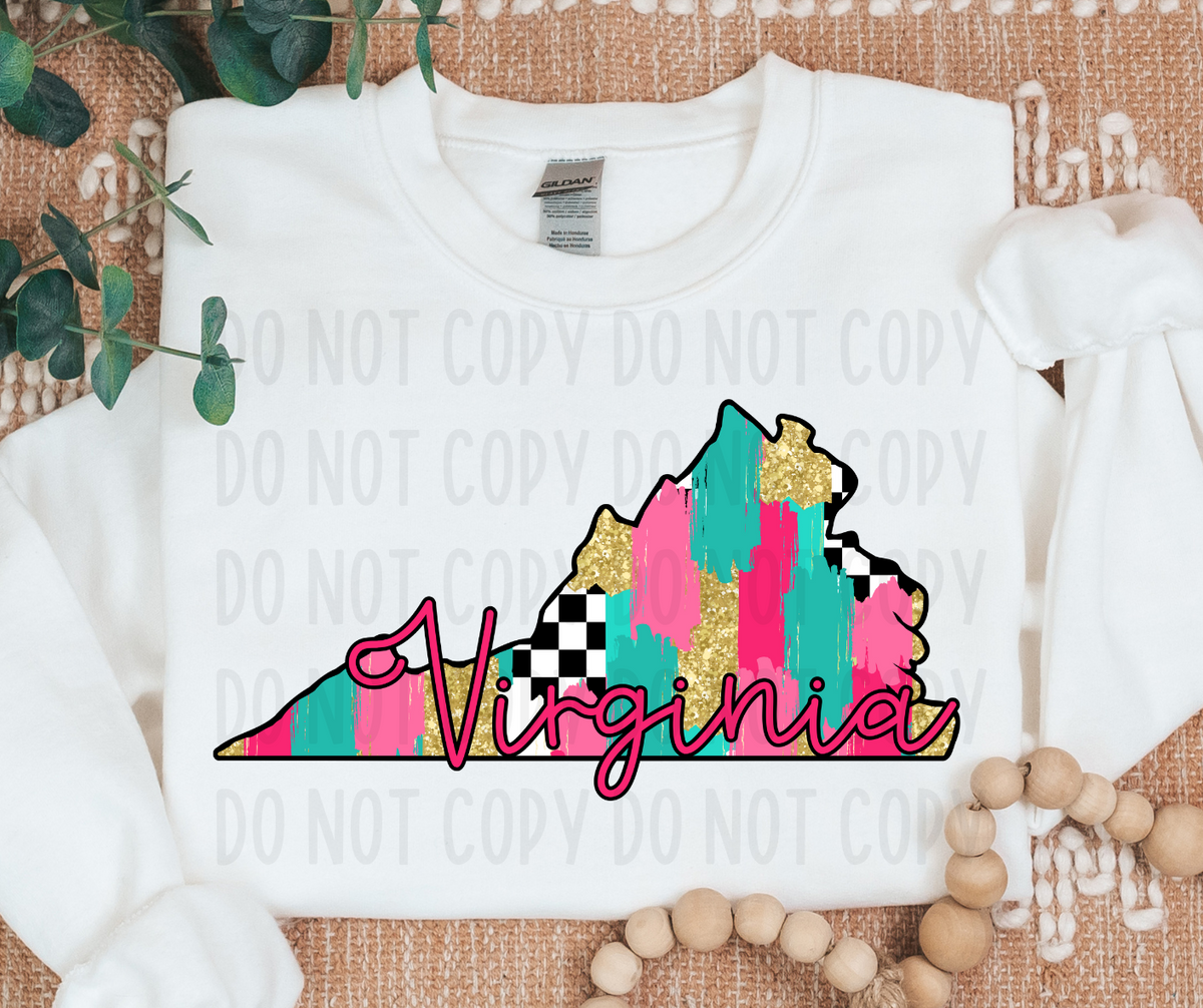 Virginia Brushstroke Checkered State (canvista) DTF transfer