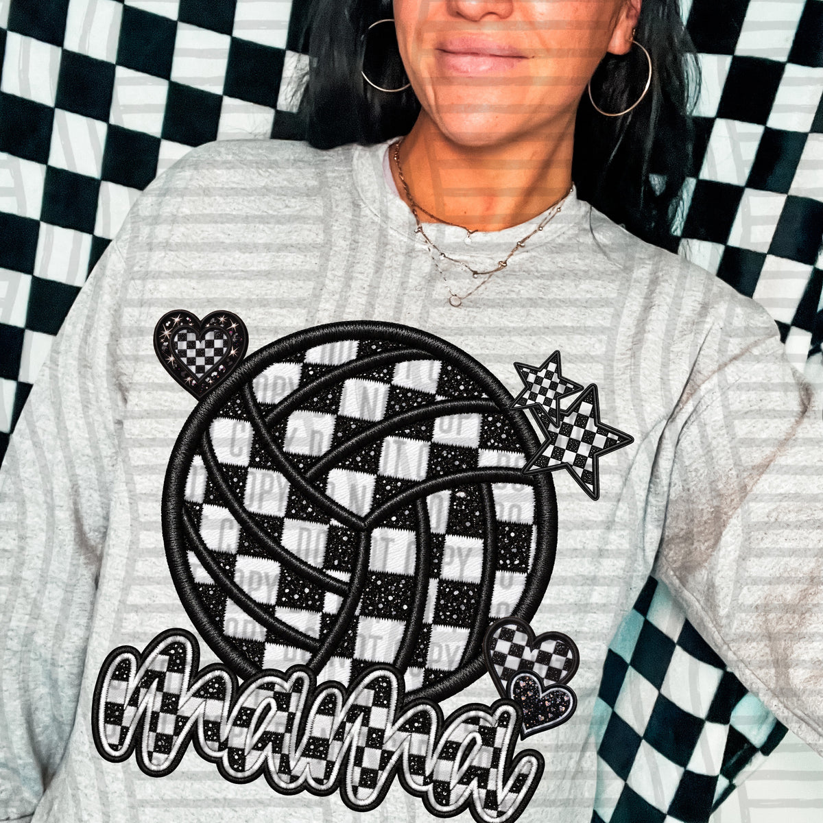 Mama with checkered Volleyball (caplinger) DTF Transfer