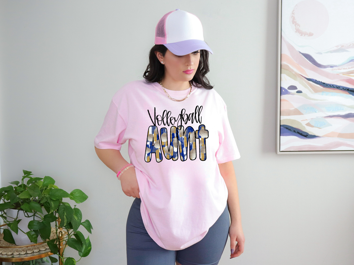 Volleyball Aunt Blue Gold Brushstroke 81913 DTF Transfer
