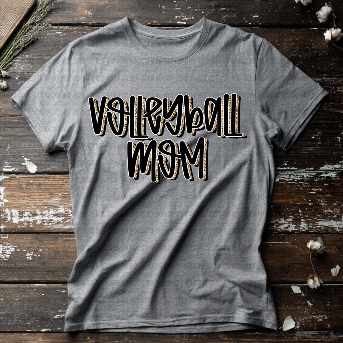 Volleyball mom faux glitter outline (Revel) DTF Transfer