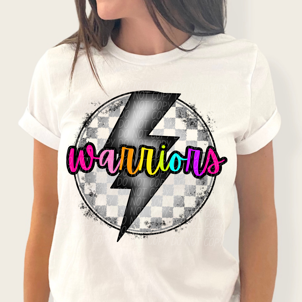 Warriors BRIGHT COLORS FONT lightning bolt circle CITY DTF transfer