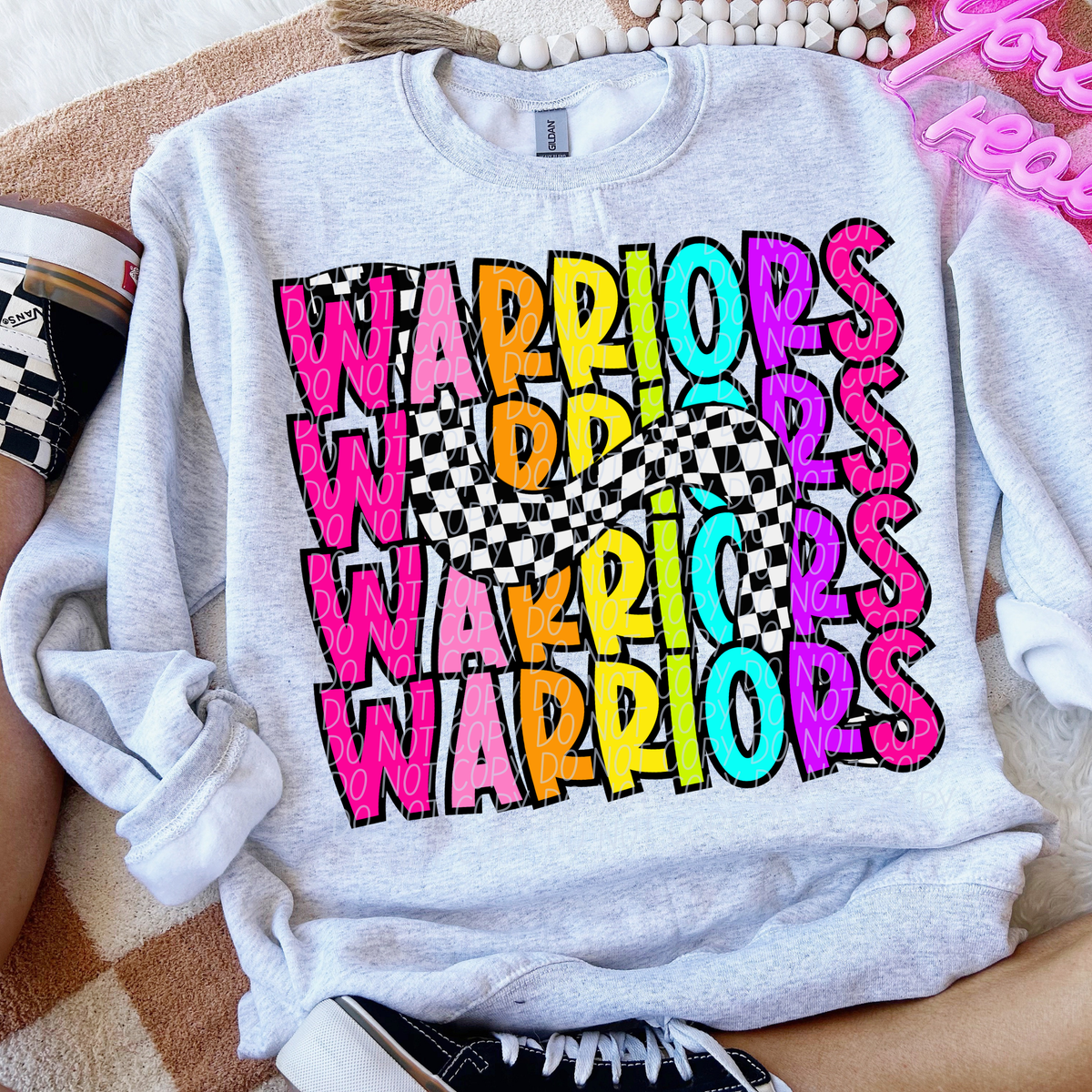 Warriors 80's Vibe Mascot STACKED (City) DTF transfer