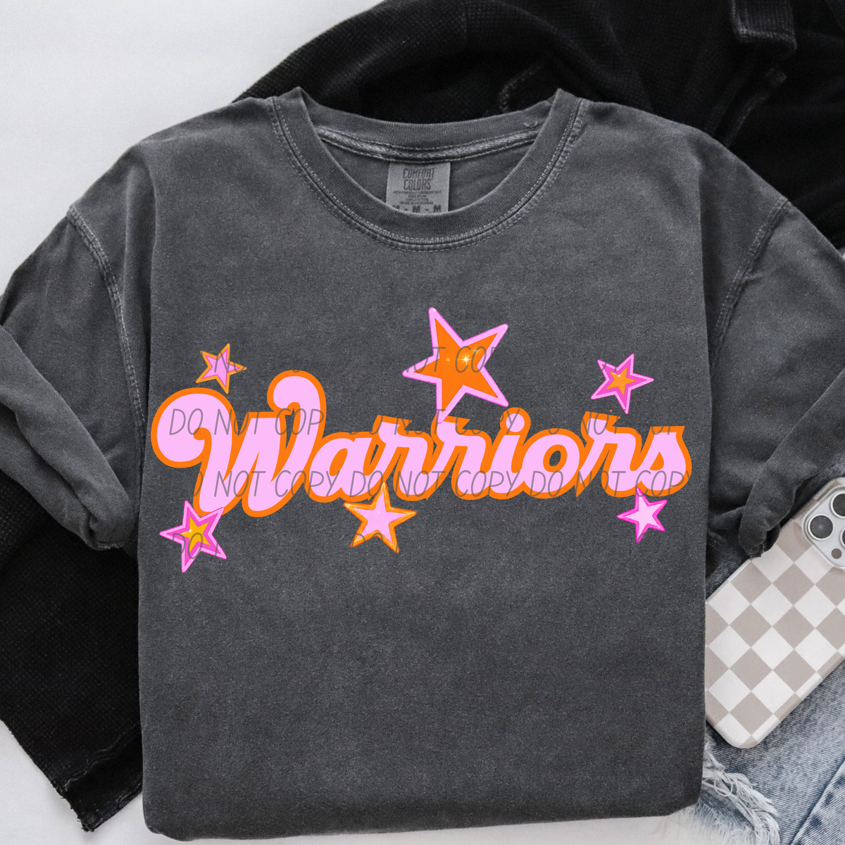 warriors pink orange stars (city) DTF transfer