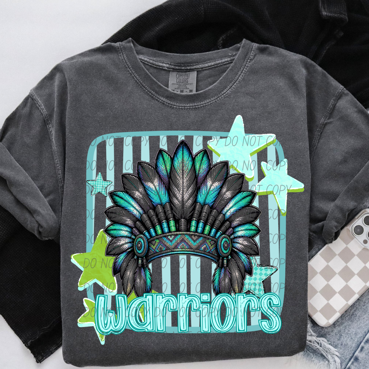 warriors blue stars and stripes blue font (CITY) DTF Transfer