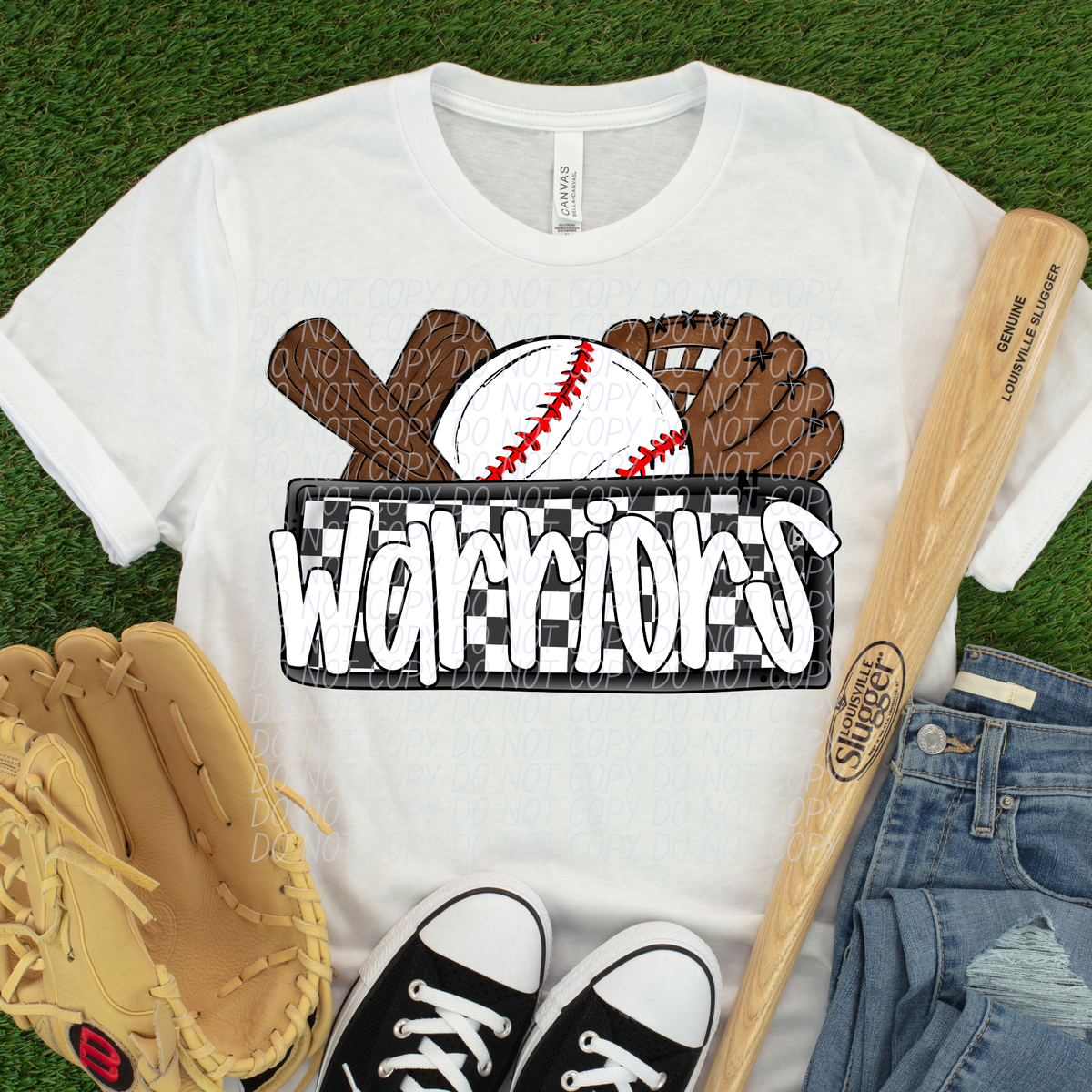 Warriors (Bat, Baseball, Glove, Checkered background) (City)