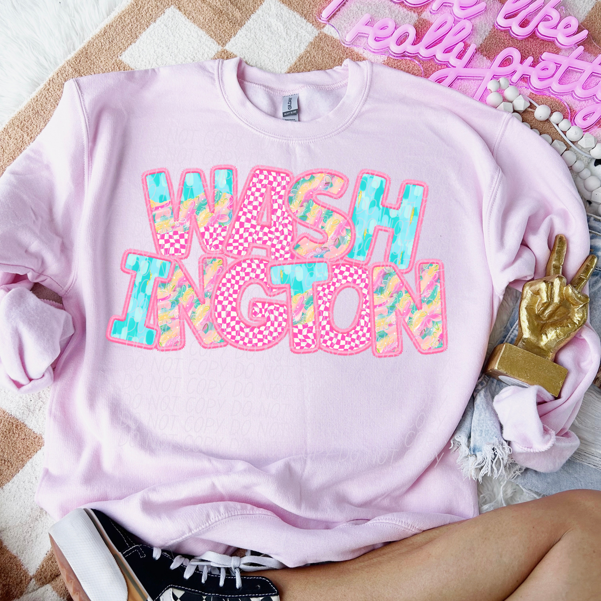 Washington spring checkered (CITY) DTF transfer