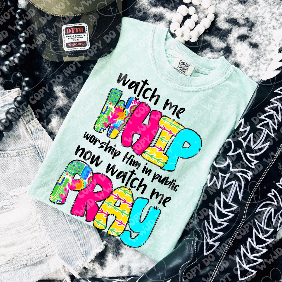 Watch me whip black font (Vehement) 109588 DTF transfer