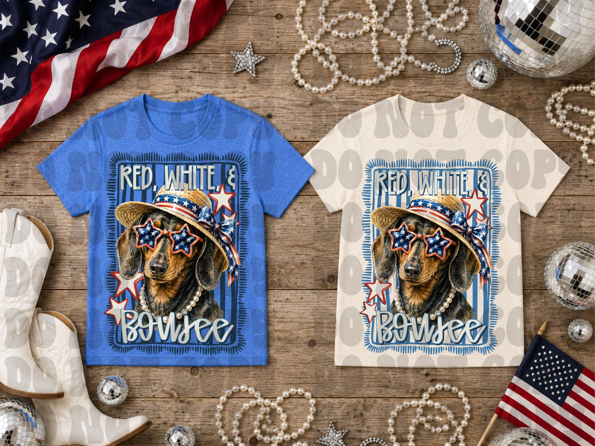 Red white & boujee weenier dog (Renewed) DTF Transfer
