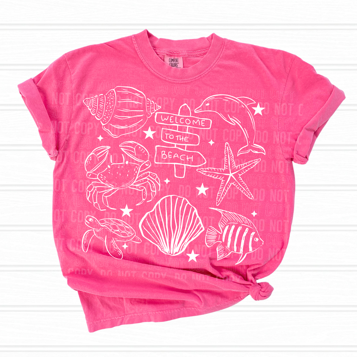 Welcome to the beach doodle collage WHITE (SBB) DTF Transfer