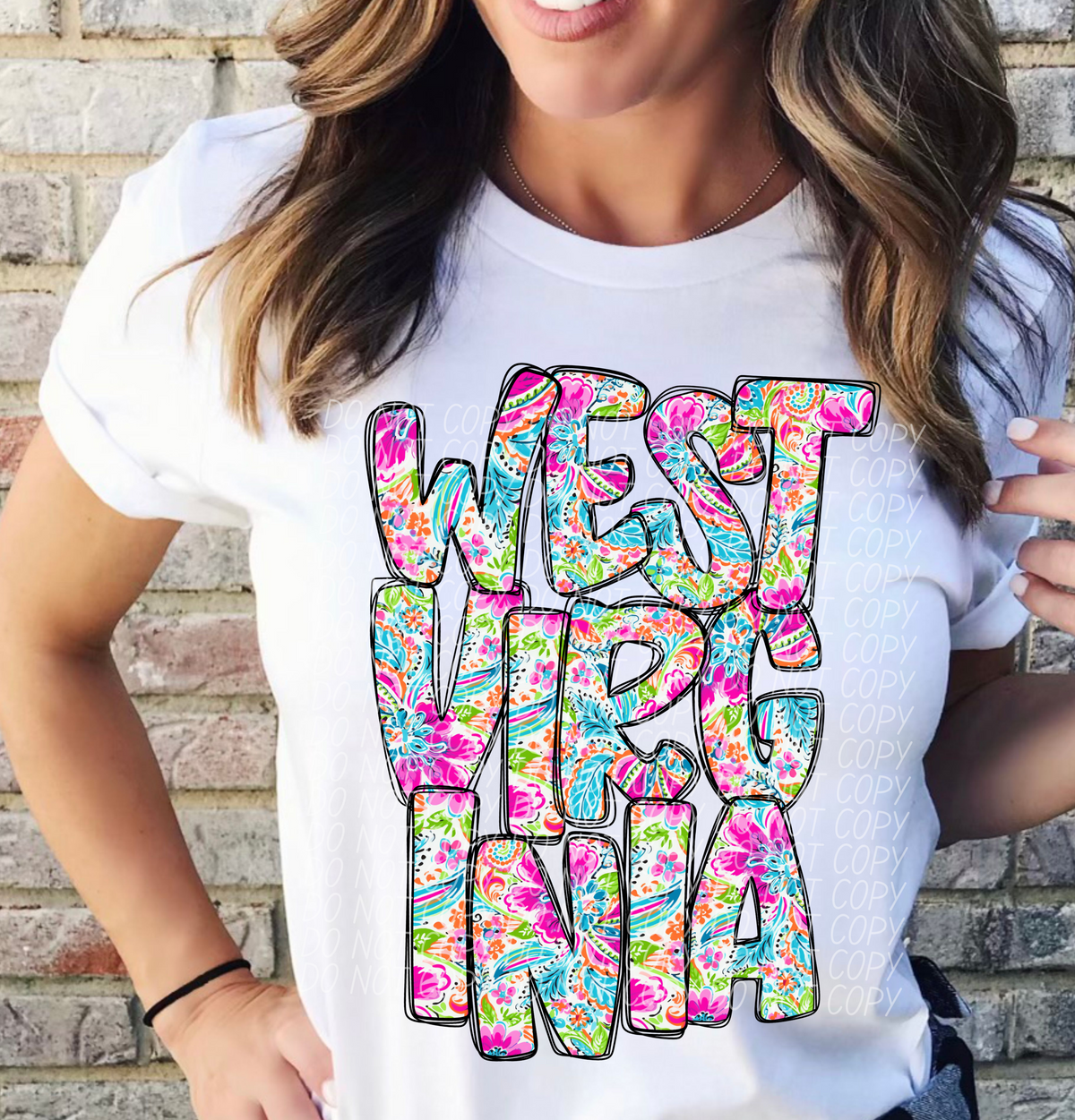 West Virginia floral STACKED CITY DTF transfer