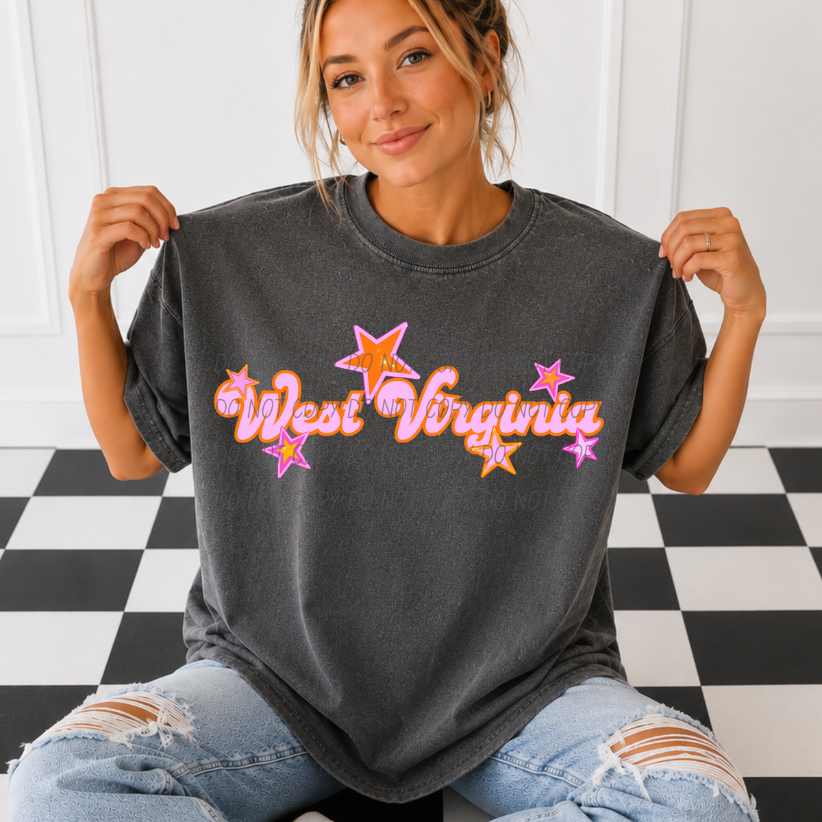 West Virginia pink orange states (City) DTF Transfer
